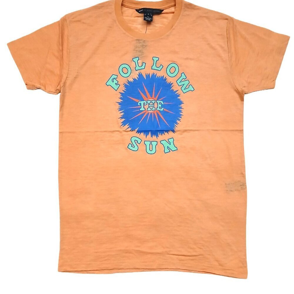 Marc by Marc Jacobs Orange Multi-Color Follow The Sun Graphic Tee Shirt SZ S - Picture 2 of 5